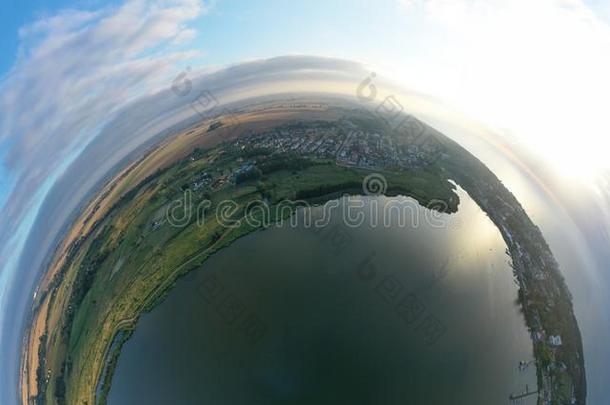 雄蜂空气的360音阶全景的弧形的看法向观光的城市