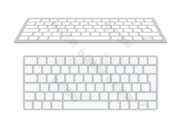 现代的铝计算机键盘隔离的向白色的背景.