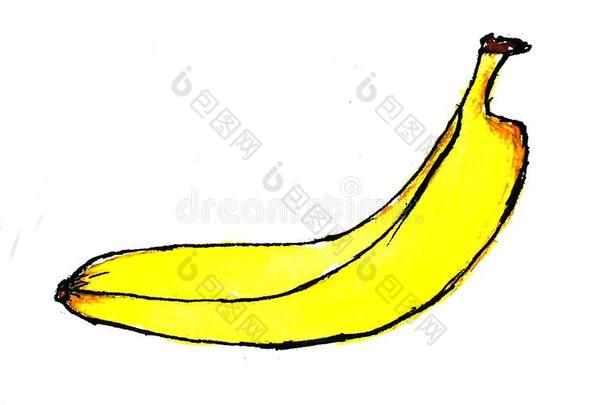香蕉绘画手疲惫的香蕉,水彩富有色彩的香蕉.向
