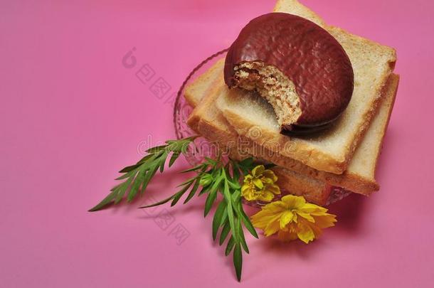 干的干燥的甜面包干面包和巧克力巧克力馅饼巧克力巧克力late隔离的