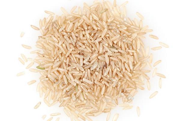 堆关于棕色的稻隔离的向白色的