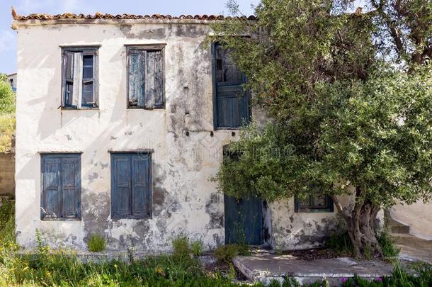 建筑学采用指已提到的人村民关于阿吉欧斯菌株岛,希腊