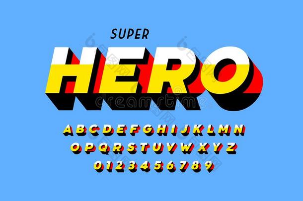 连环画杂志超级的英雄方式字体