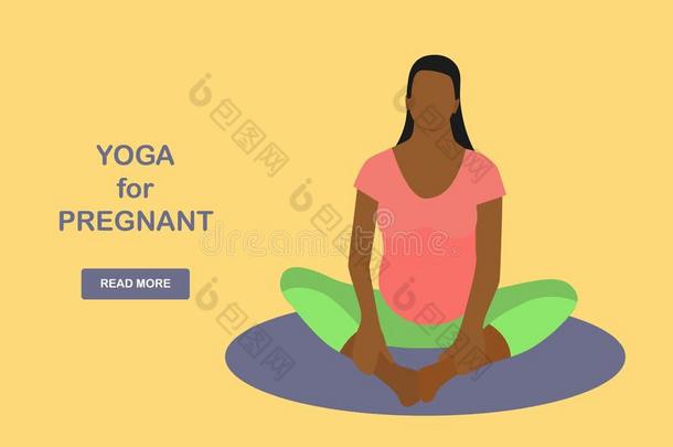 <strong>瑜伽</strong>为怀孕的女人横幅样板采用一现代的c一rtoon单出针