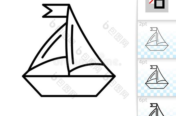 帆船运动船小船快艇简单的线条矢量偶像