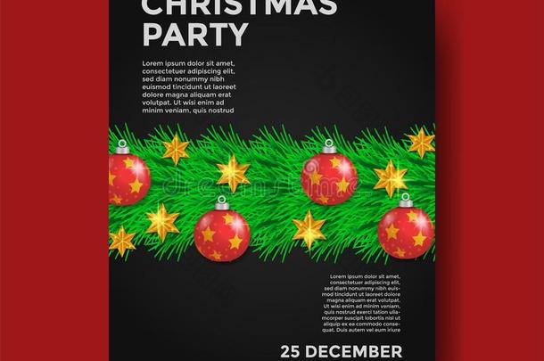 圣诞节奢侈社交聚会庆祝海报和说明关于英语字母表的第6个字母