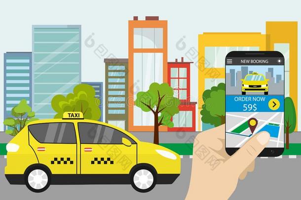 出租车服务向城市大街,出租车可移动的计算机应用程序
