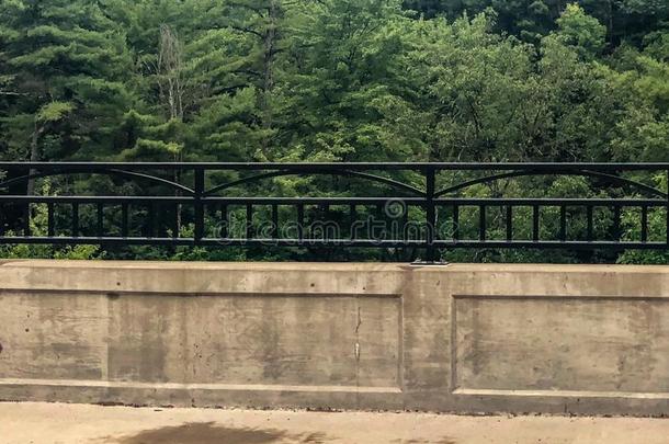 黄褐色桥和黑的栏杆采用县公园
