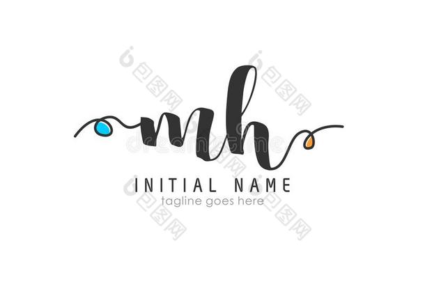 mh公司签名最初的标识样板矢量.最初的签名记录