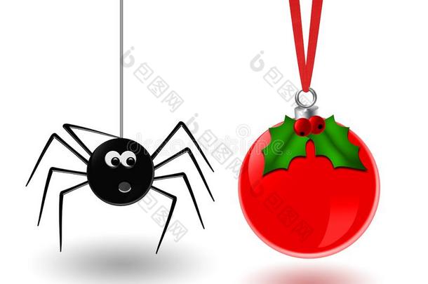 圣诞节蜘蛛和球绞死向指已提到的人金属丝