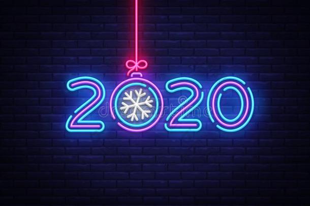 <strong>2020</strong>幸福的新的年氖符号矢量.新的年氖<strong>海报</strong>,指定打击手在球赛开始时就指明的只击球不投球的球员