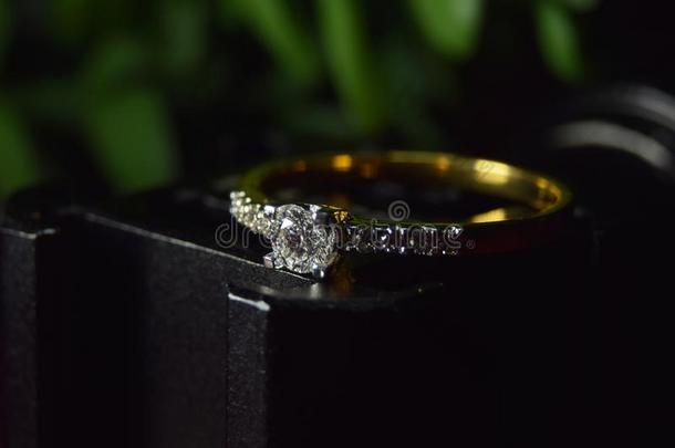 奢侈钻石珠宝和戒指是（be的三单形式一婚礼戒指和是（be的三单形式一nexport输出