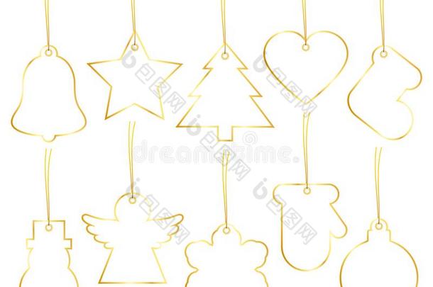 放置关于num.十圣诞节吊牌白色的和金色的框架
