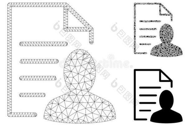 用户清单页矢量网孔金属丝框架模型和三角形马赛克