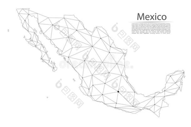 地图关于墨西哥连接.矢量低的-工艺学校影像关于一glob一lm一p