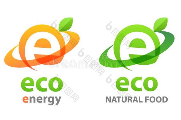 economy经济nomy经济能量标识和economy经济食物-绿色的矢量象征和树叶