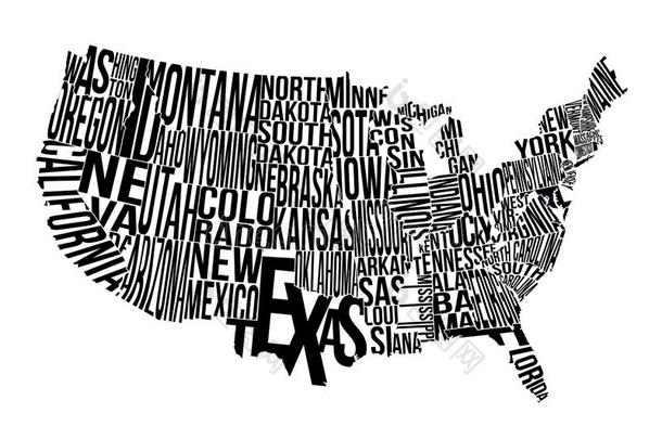 统一的国家关于美洲字体地图矢量艺术