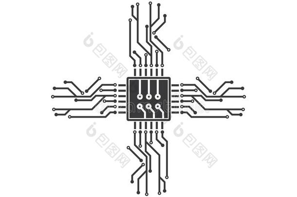 电路板线条,中央处理器,碎片偶像标识说明矢量