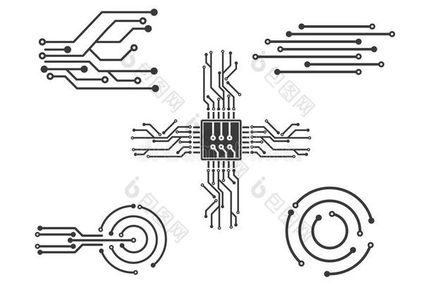 <strong>电路</strong>板<strong>线条</strong>,中央处理器,碎片偶像标识说明矢量