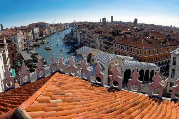全景的看法关于指已提到的人重大的运河采用威尼斯,意大利.
