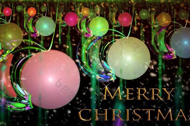 富有色彩的圣诞节背景和气球和彩色纸带