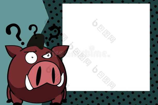 卡哇伊野生的公猪漫画照片框架背景