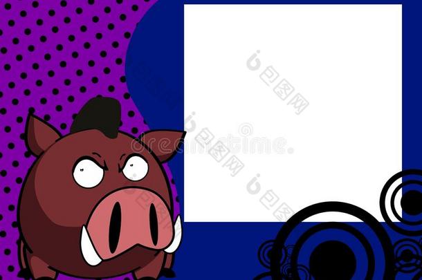 生气的卡哇伊野生的公猪漫画照片框架背景