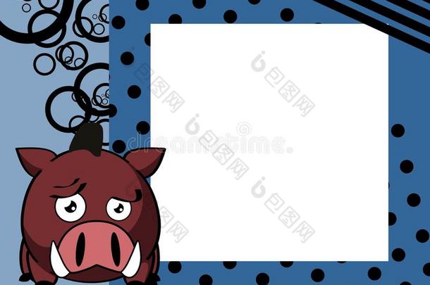 悲哀的卡哇伊野生的公猪漫画照片框架背景