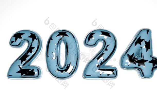 幸福的新的年2024.假日3英语字母表中的第四个字母致使关于一gl一ss蓝色质地wickets三柱门