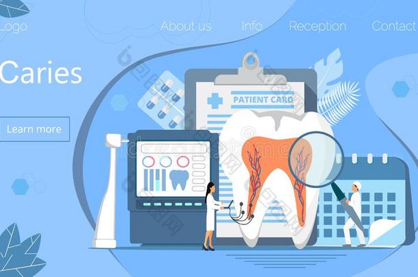 龋齿矢量观念为牙科医生登陆页.极小的牙科医生s他