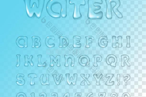 矢量水/凝胶字体向蓝色透明的背景.字体