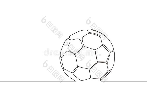 num.一线条绘画关于足球球矢量说明极简抽象艺术的
