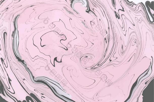 抽象的矢量绘画.粉红色的和黑的大理石花纹背景.