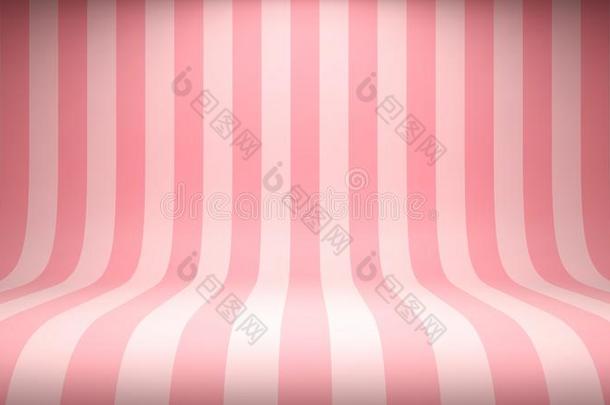 有条纹的糖果粉红色的工作室背景幕布和空的空间为你的反对票