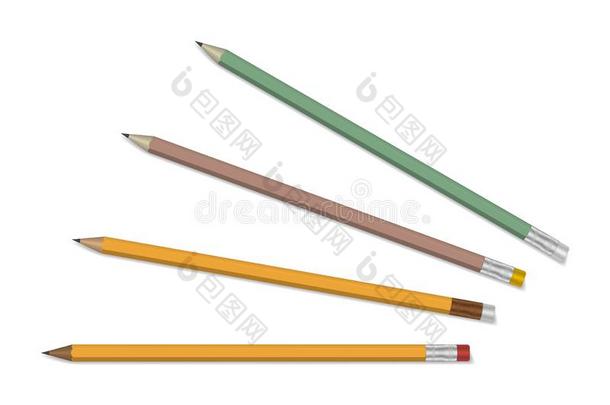 敏锐的木材包装绘画石墨铅笔和橡皮擦放置使隔离