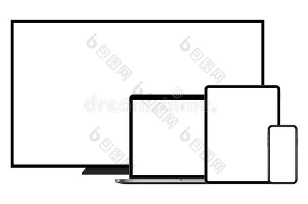 现代的设备模型和空白的屏幕