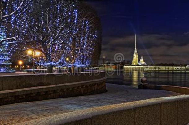 夜全景画关于SaoTomePrincipe圣多美和普林西比.彼得斯堡在之前圣诞节和新的年