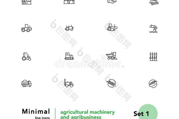 农业的机器和农业综合企业矢量直线的偶像放置