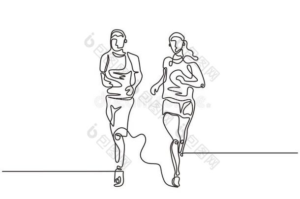 连续的num.一<strong>线条</strong>绘画关于对跑步最低纲领.运动