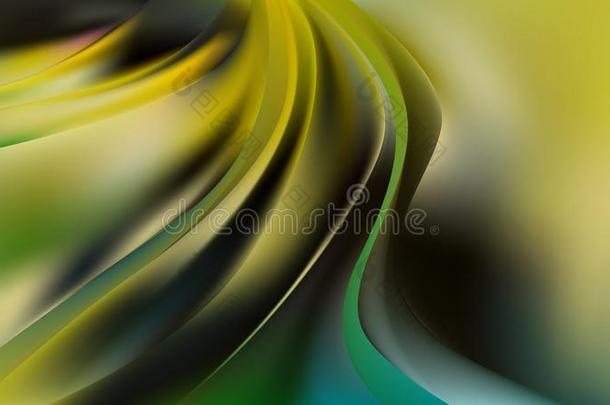 黑的绿色的和黄色的抽象的弧线背景