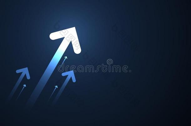 箭在上面向蓝色背景,复制品空间compositi向,商业英语字母表的第7个字母