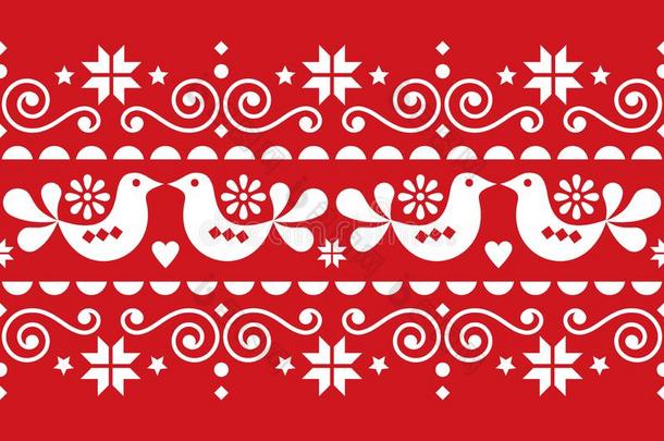 圣诞节民族艺术矢量无缝的纺织品模式,斯堪的纳维亚的