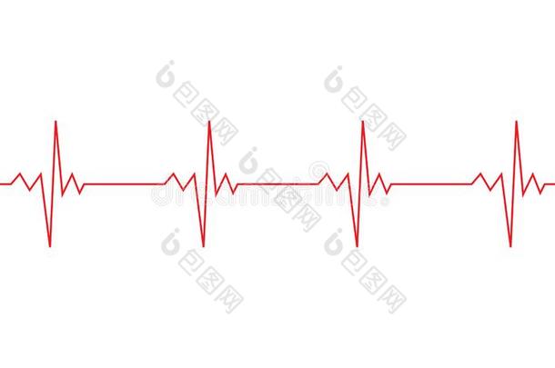 心跳线条象征.electrocardiography心电图描记法有氧运动脉搏符号隔离的向白色的英语字母表的第2个字母