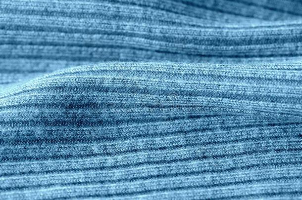 针织品质地特写镜头.纺织品背景蓝色颜色某种语气的