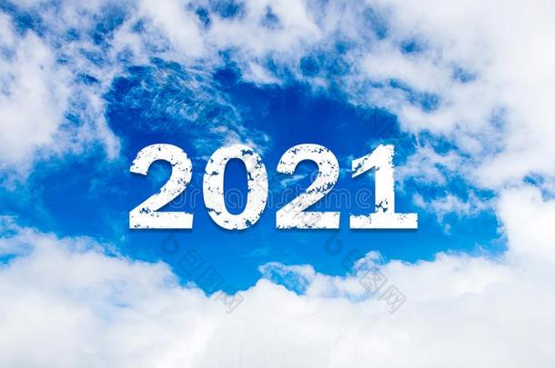 天云年2021.幸福的新的年观念.2021云反对