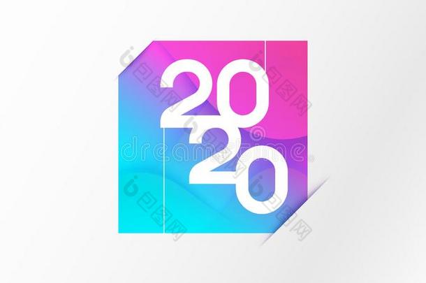 2020文本日历横幅问候卡片