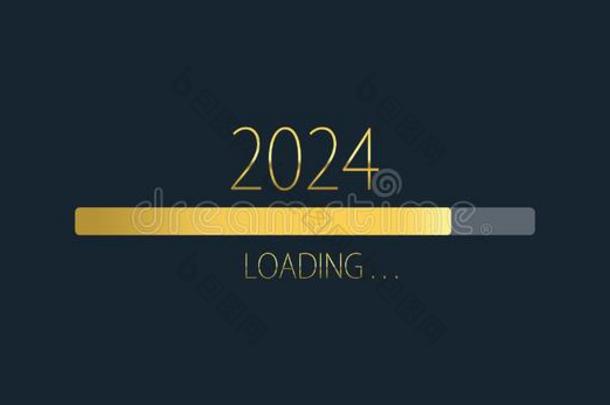 <strong>2024</strong>幸福的新的年金色的装货进步条隔离的向黑暗的