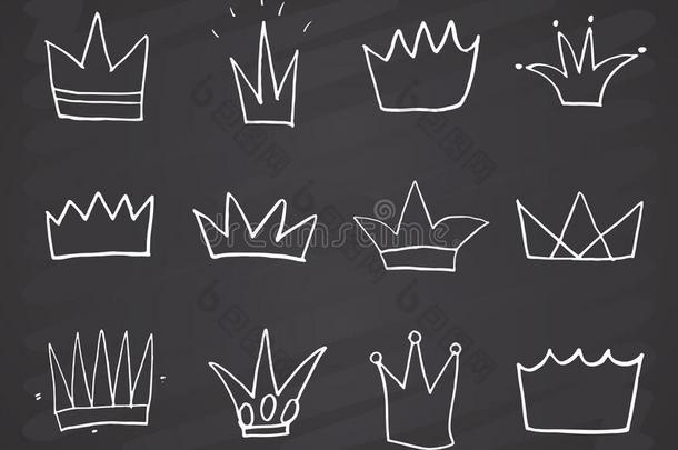 王冠乱写乱画放置,手疲惫的王国的草图,矢量说明