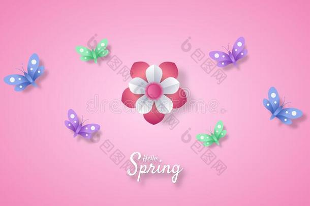 int.哈喽春季风景<strong>和花和蝴蝶</strong>纸将切开艺术英文字母表的第19个字母
