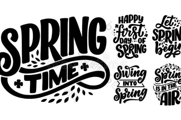 放置和春季时间字体招呼卡.乐趣季节标语